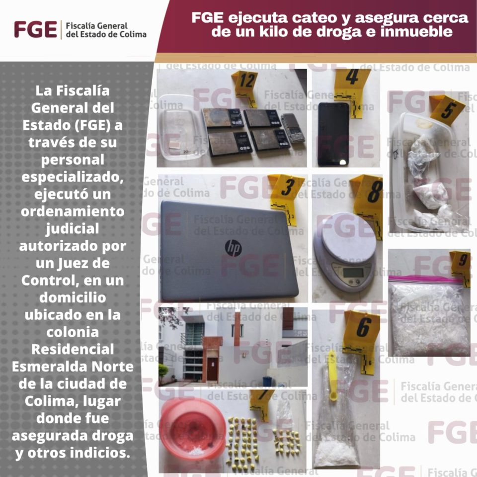 FGE ejecuta cateo y asegura cerca de un kilo de droga en inmueble de Residencial Esmeralda Norte, Colima | AFmedios .