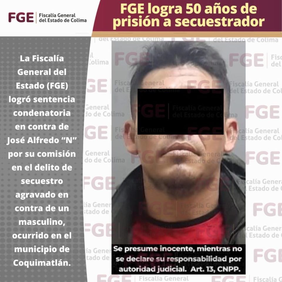 FGE logra 50 años de prisión a secuestrador