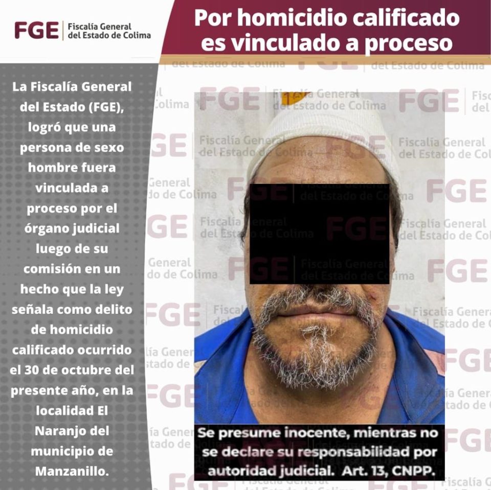 Por homicidio calificado, es vinculado a proceso