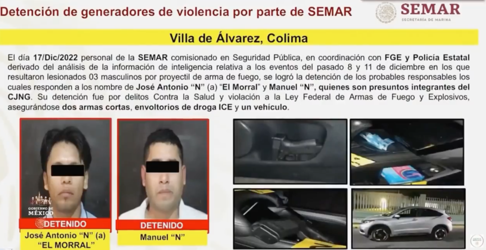 Semar, FGE y PE detuvieron a dos presuntos integrantes del CJNG en Villa de Álvarez | AFmedios .