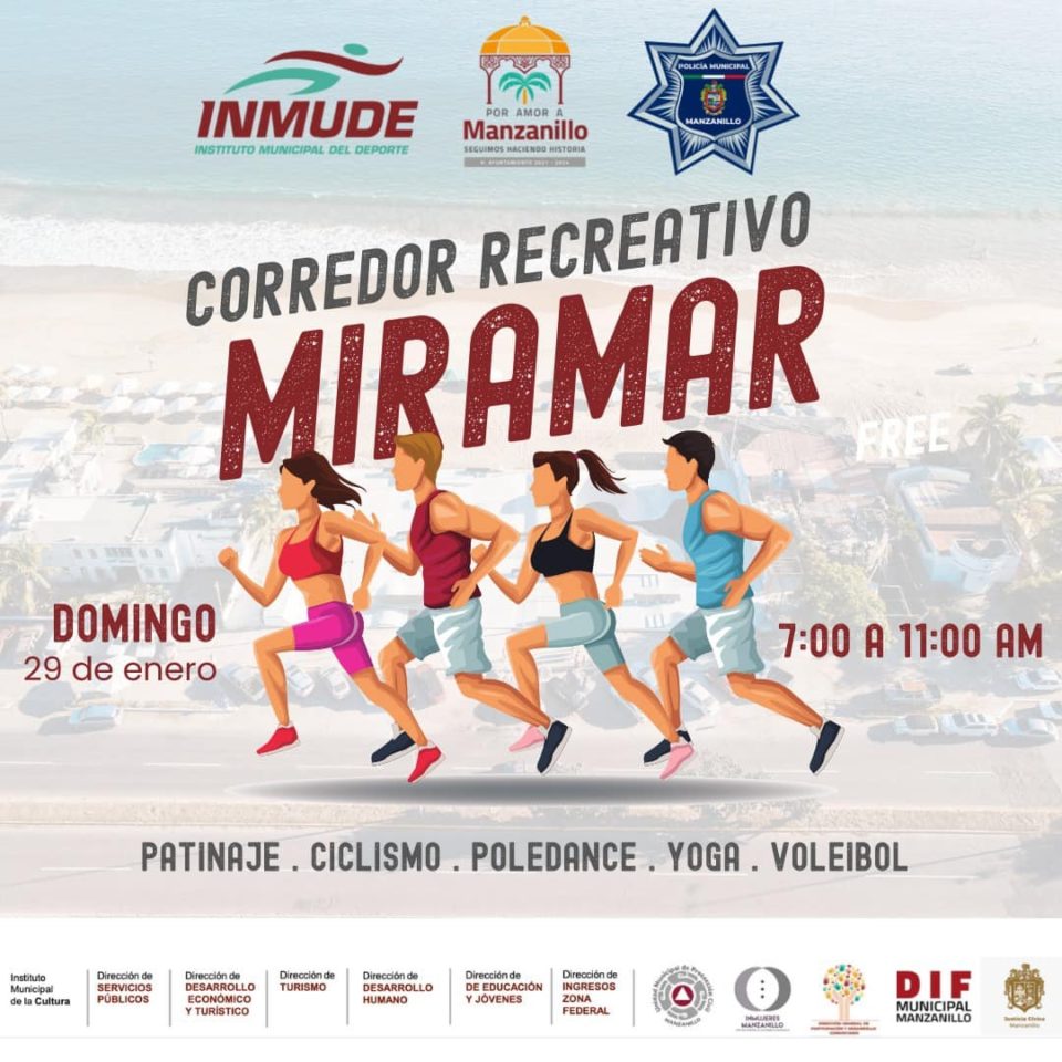 Ayuntamiento de Manzanillo realizará el domingo el Corredor Recreativo Miramar