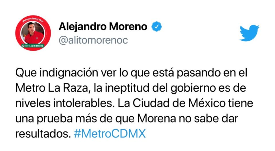 INEPTITUD DEL GOBIERNO DE LA CDMX, EN NIVELES INTOLERABLES: ALEJANDRO MORENO