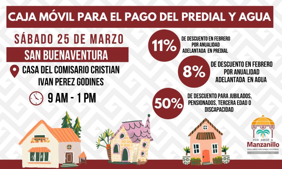 El Ayuntamiento de Manzanillo ofrece descuentos en predial y agua en marzo