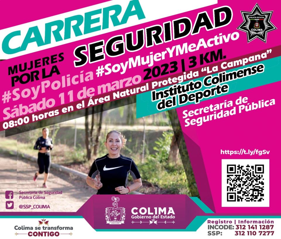 Gobierno de Colima invita a 3ª edición de la carrera Mujeres por la Seguridad