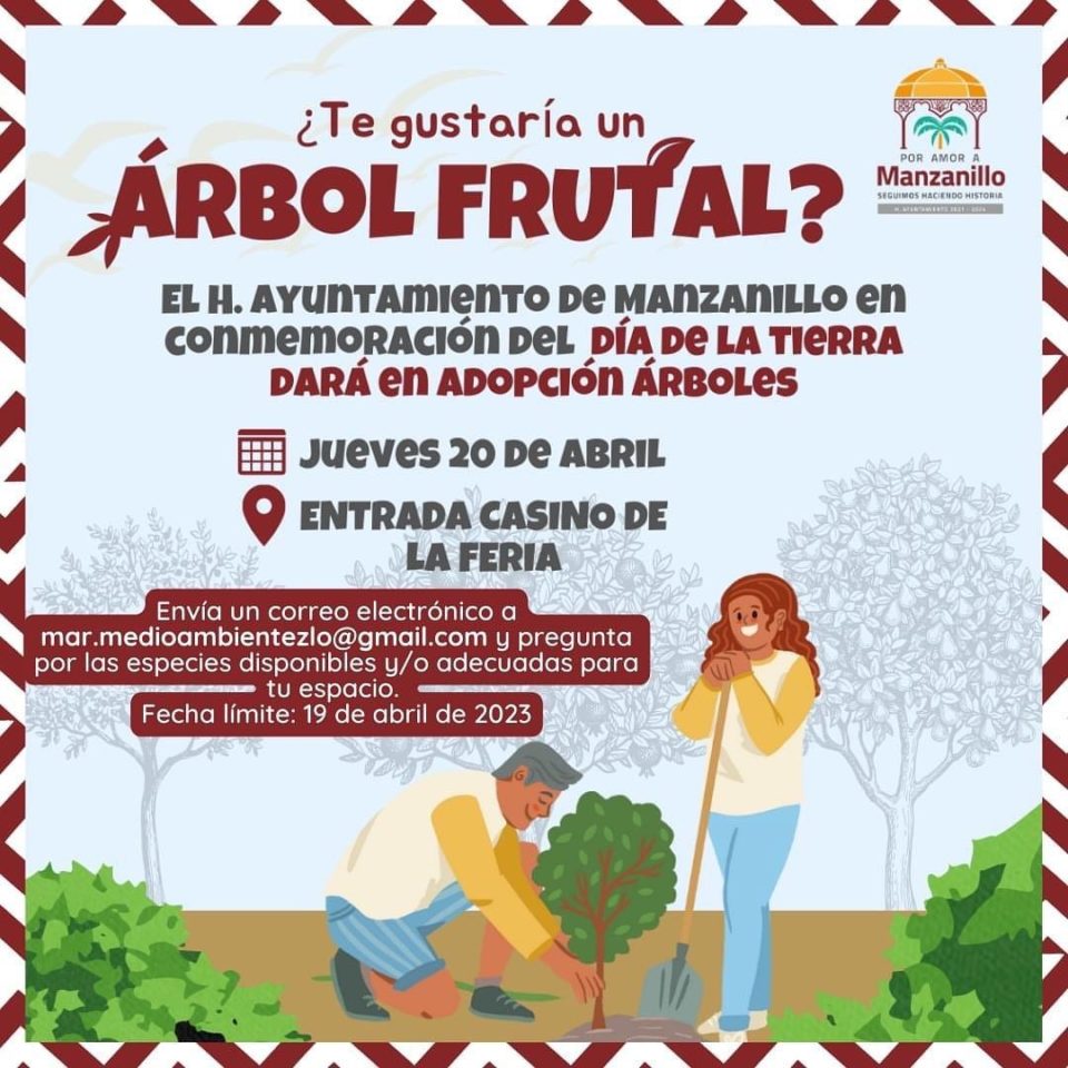 Invita Ayuntamiento de Manzanillo a adoptar un árbol frutal