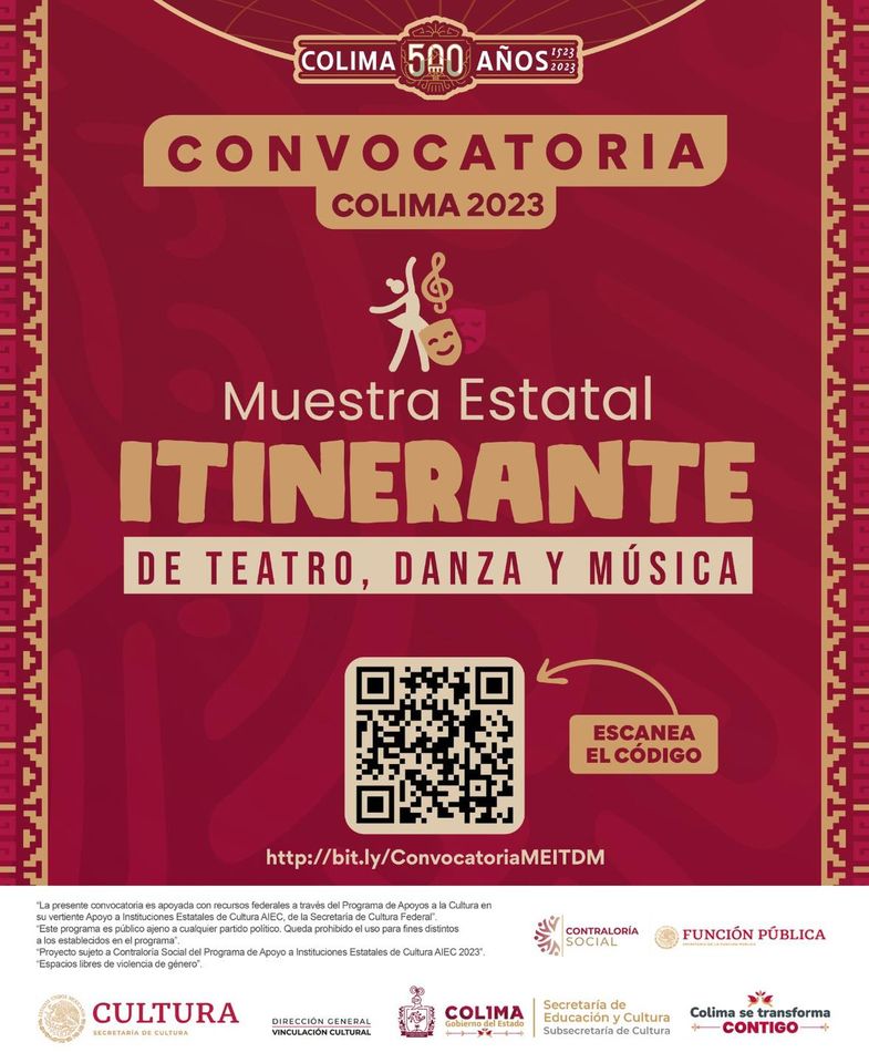 Cultura Colima abre convocatoria para la Muestra Estatal Itinerante de Teatro, Danza y Música 2023