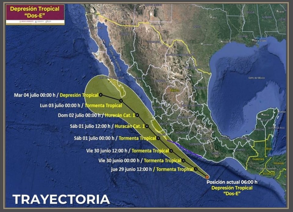 Hoy en Colima, temperatura de 30 a 35°C y probables lluvias muy fuertes con puntuales intensas