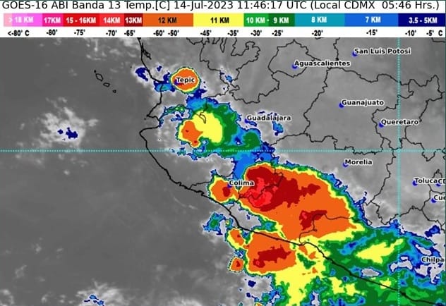Durante las próximas horas, se esperan lluvias muy fuertes en Colima