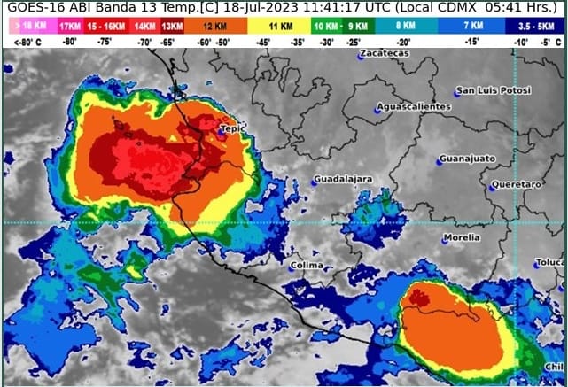 SMN pronostica hoy en Colima lluvias puntuales fuertes de hasta 50 mm